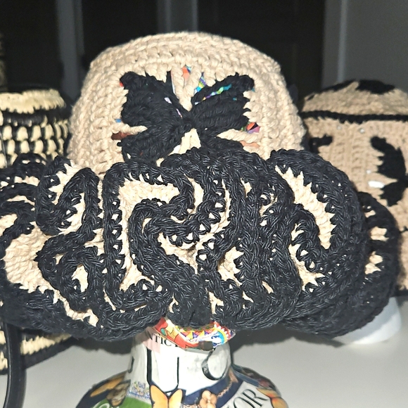 Butterfly Ruffle Cotton Crochet Thread Hat - Picture 1 of 6